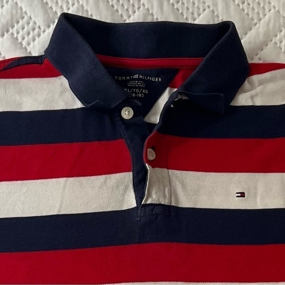 Tommy Hilfiger Horizontal Stripe Youth XL Boy’s Golf Shirt - Picture 9 of 10